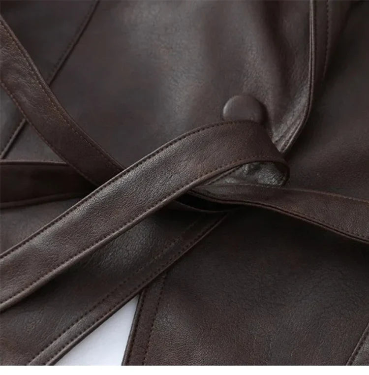 Milano – Giacca In Ecopelle Vintage Con Cintura