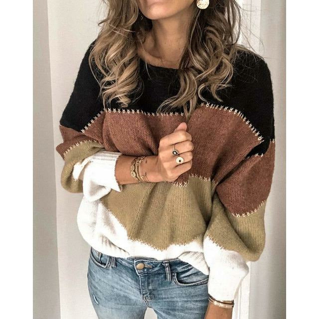 VITTORIA COMO | MAGLIONE PATCHWORK A RIGHE DA DONNA