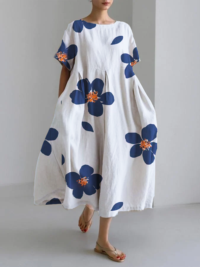 CATERINA | Abito Lungo Estivo con Fiori Vivaci e Morbido Comfort per le Giornate di Sole