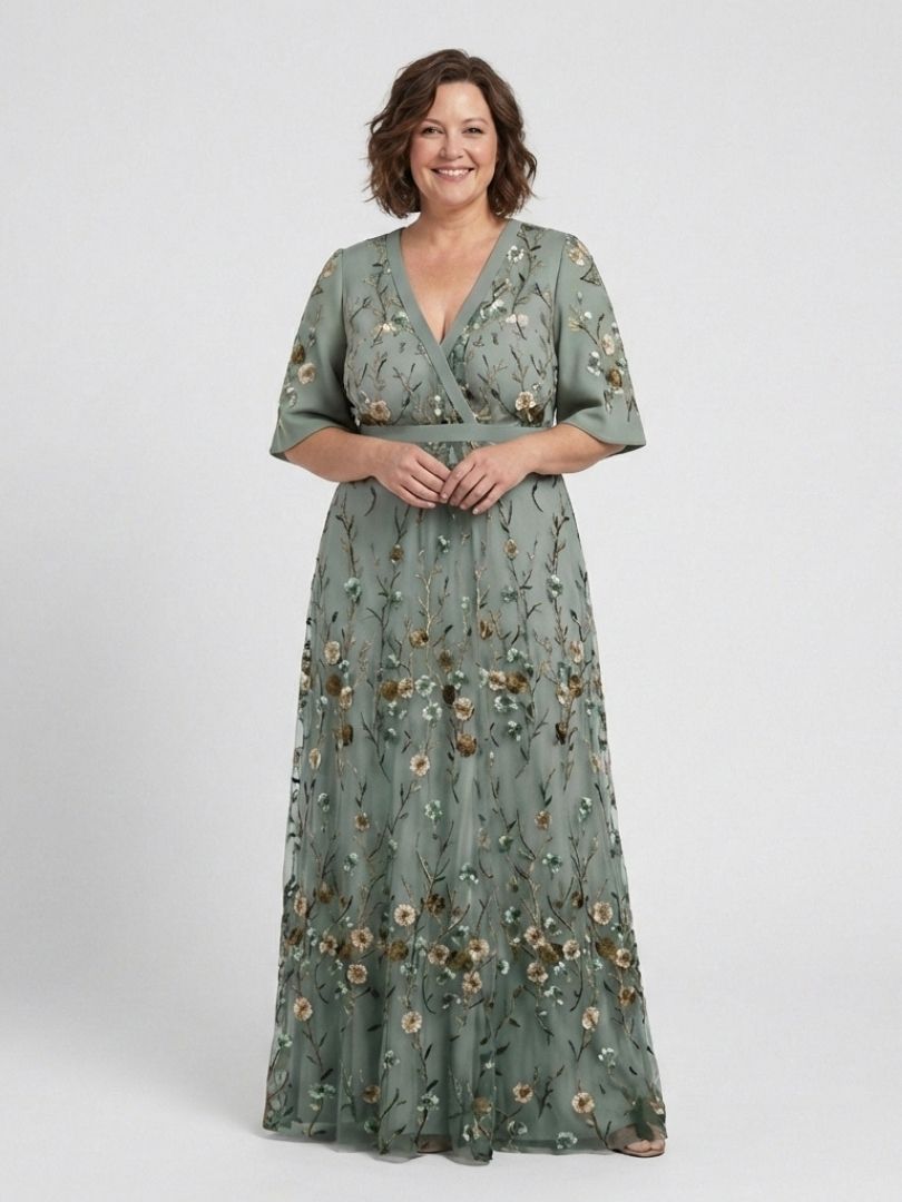 VITTORIA COMO | ABITO MAXI FLOREALE CON SCOLLO A V PER DONNA