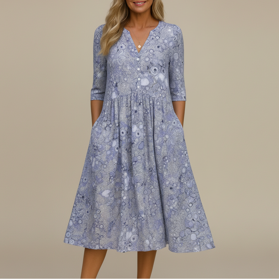 VITTORIA COMO | ABITO MIDI CON SCOLLO A V DA DONNA