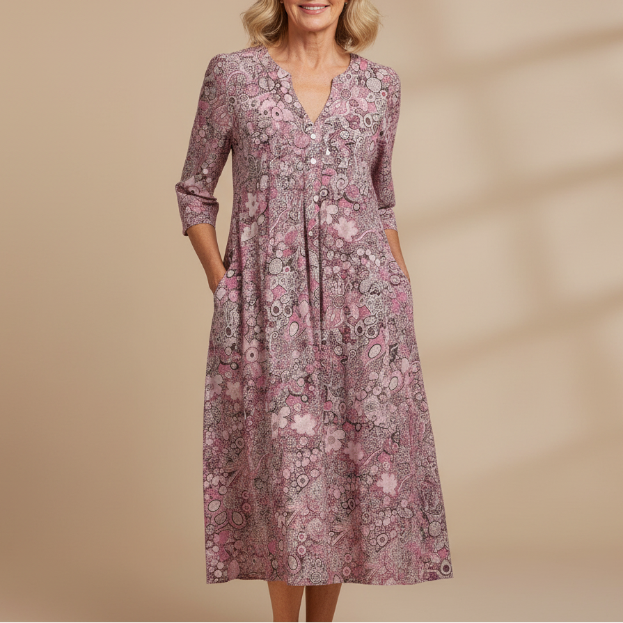 VITTORIA COMO | ABITO MIDI CON SCOLLO A V DA DONNA