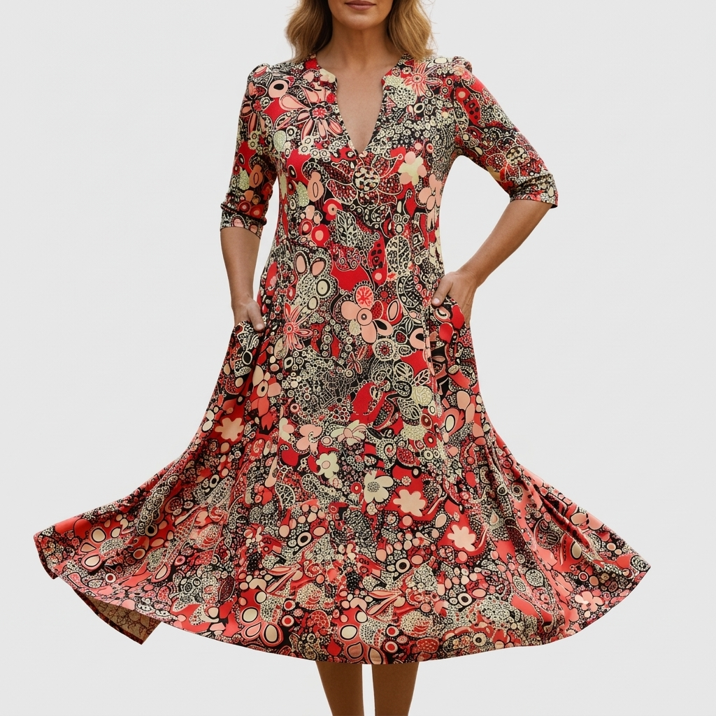 VITTORIA COMO | ABITO MIDI CON SCOLLO A V PER DONNA