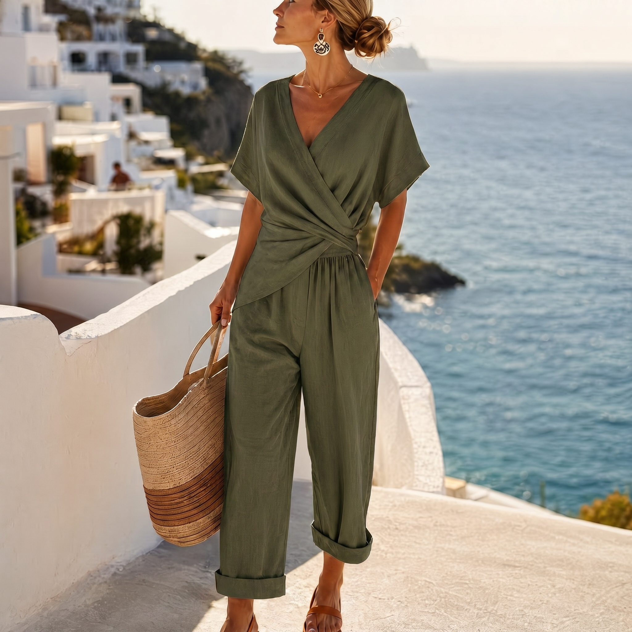 VITTORIA COMO | COMPLETO CON PANTALONI RISVOLTATI DA DONNA