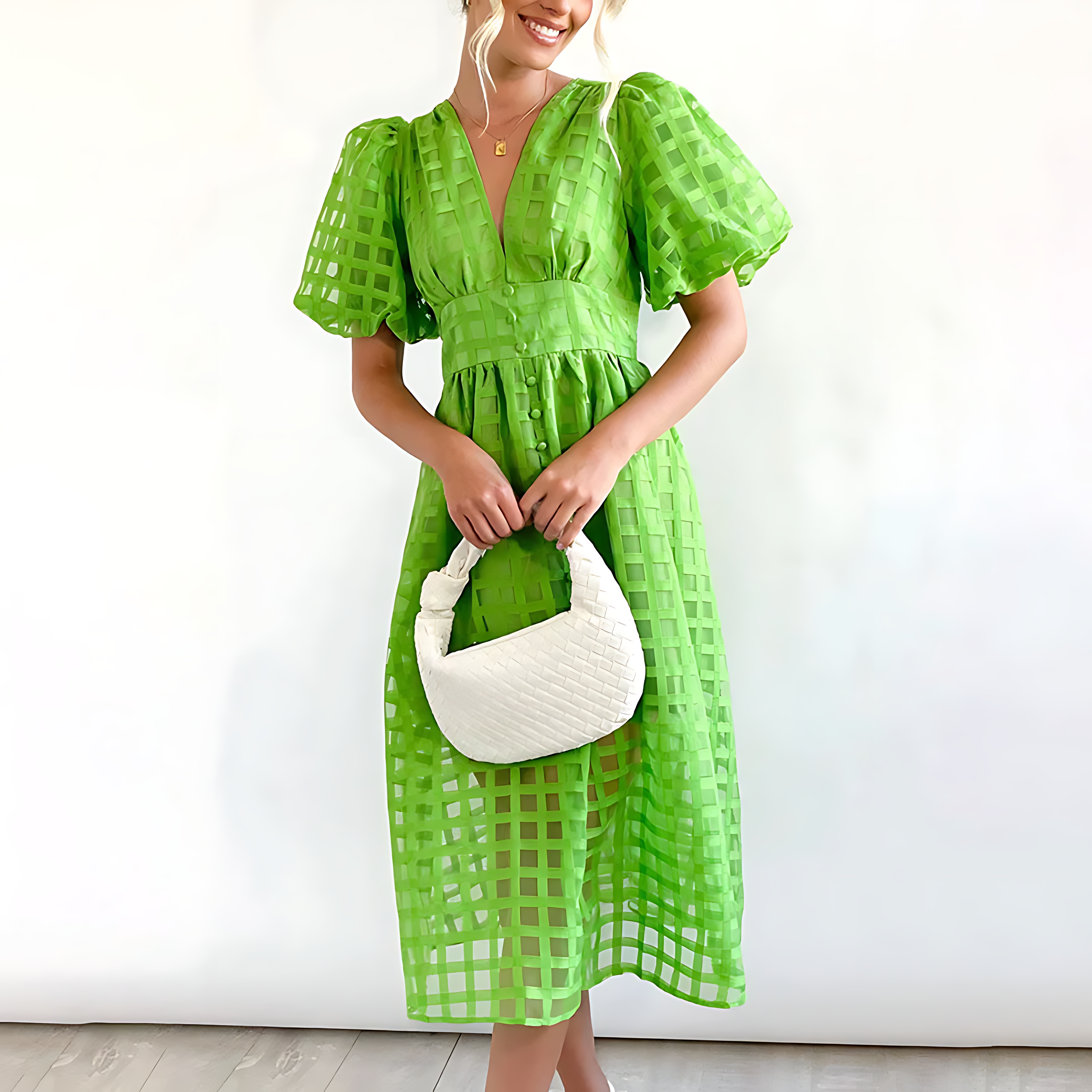 Julia – Abito midi in mesh con quadri