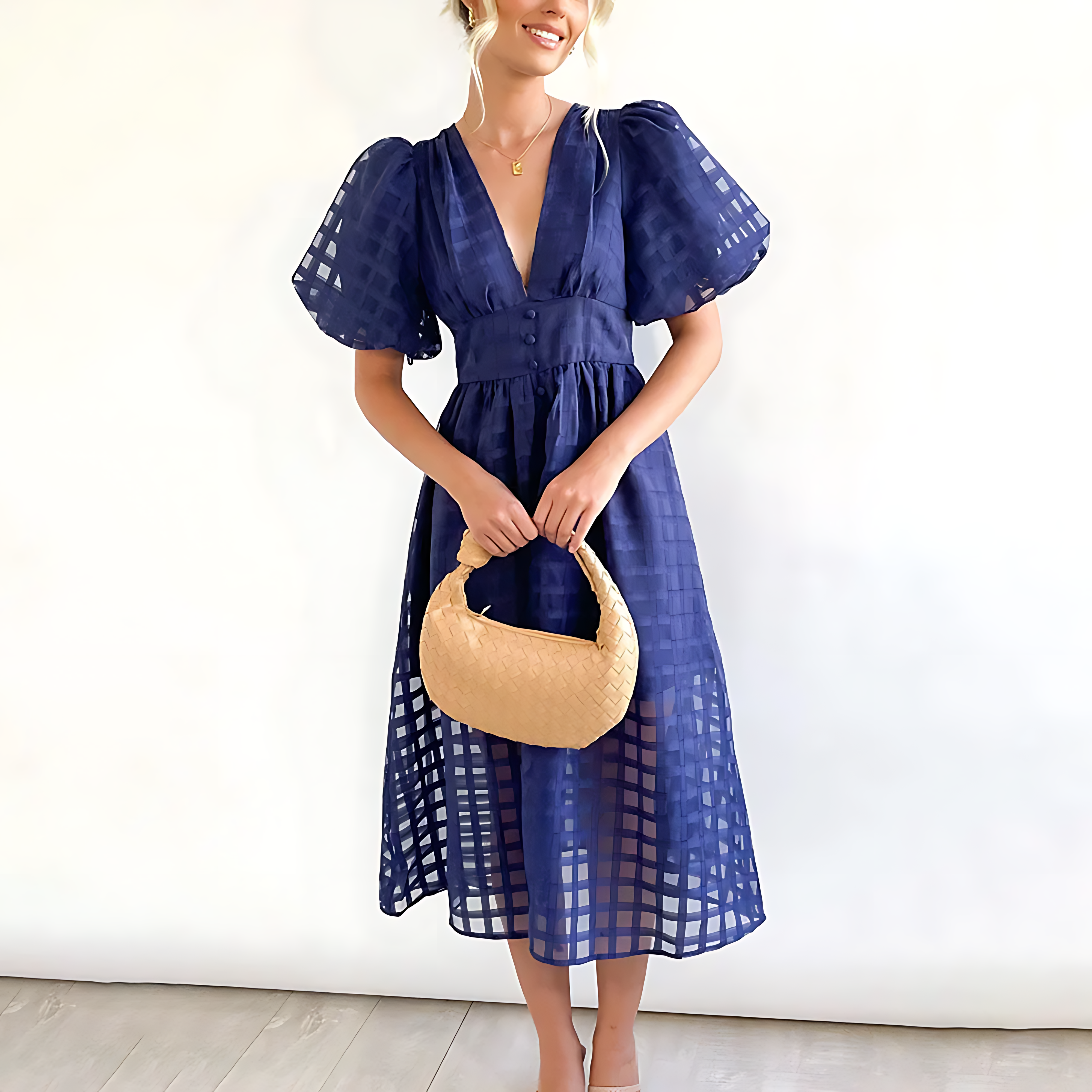 Julia – Abito midi in mesh con quadri