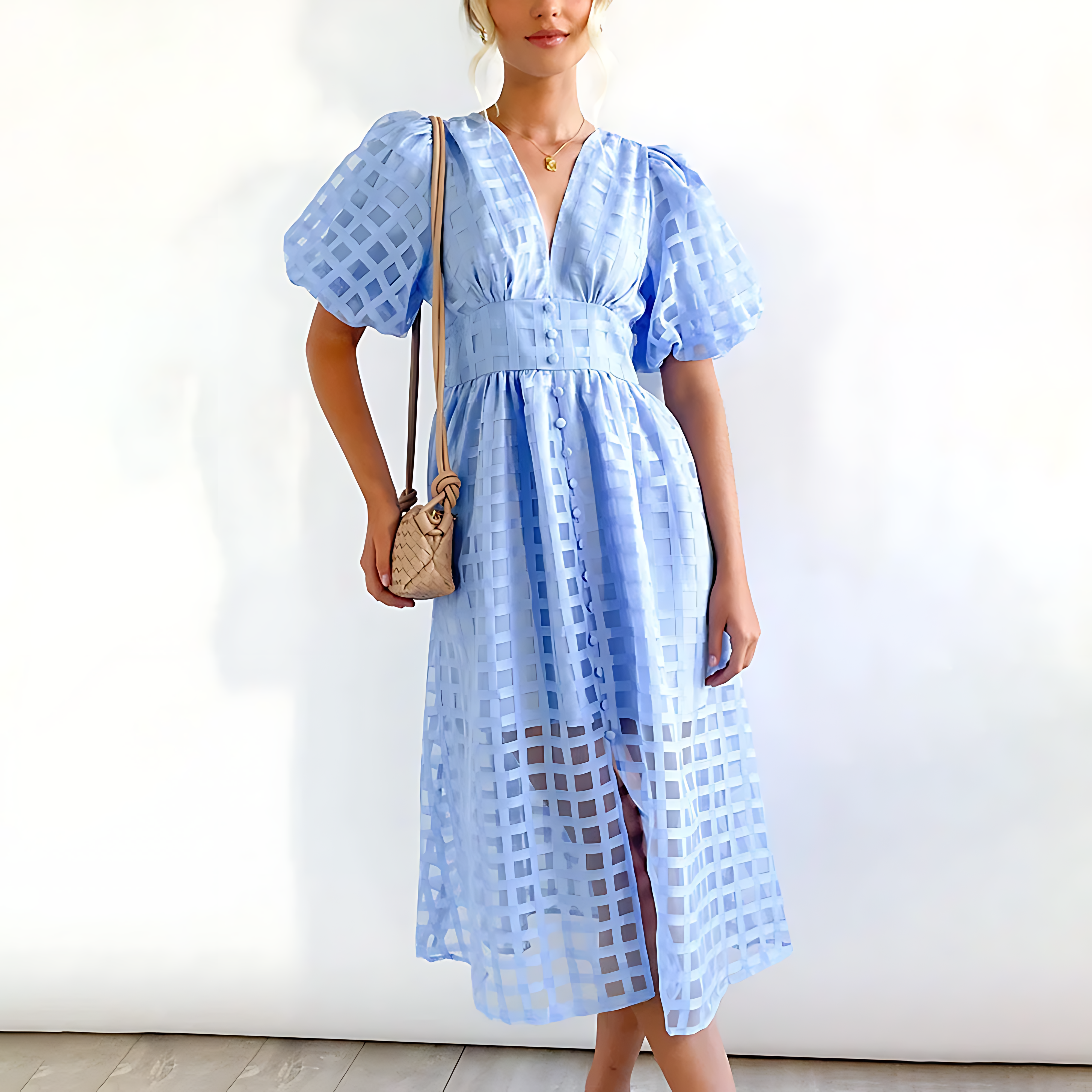 Julia – Abito midi in mesh con quadri