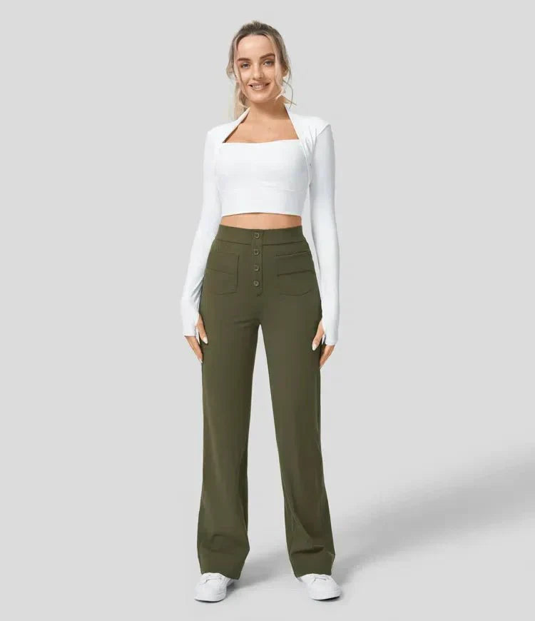 Jade - Pantaloni Casual Elasticizzati a Vita Alta