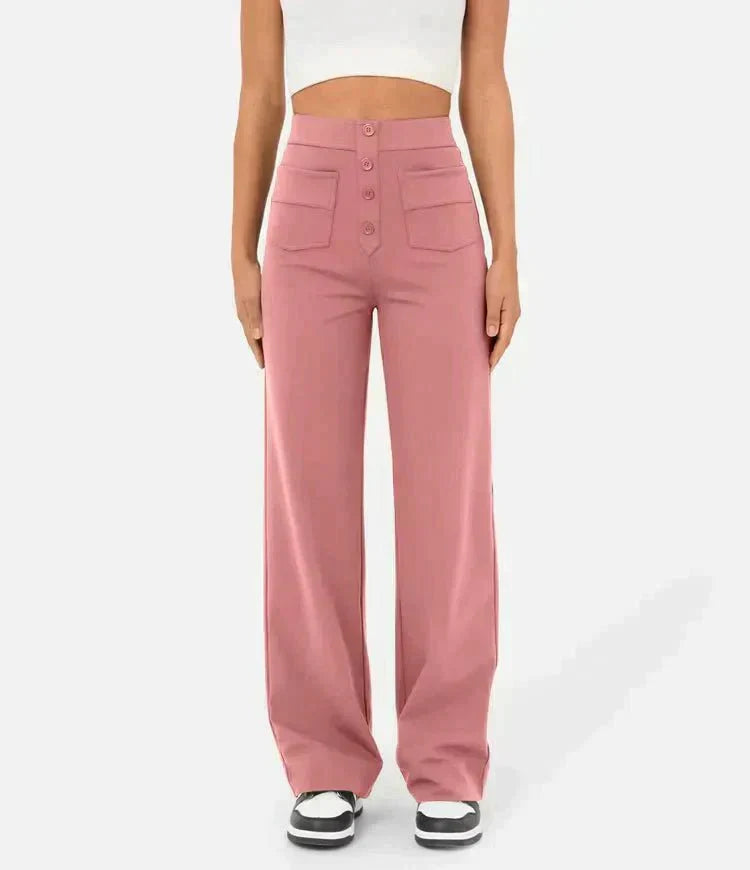 Jade - Pantaloni Casual Elasticizzati a Vita Alta