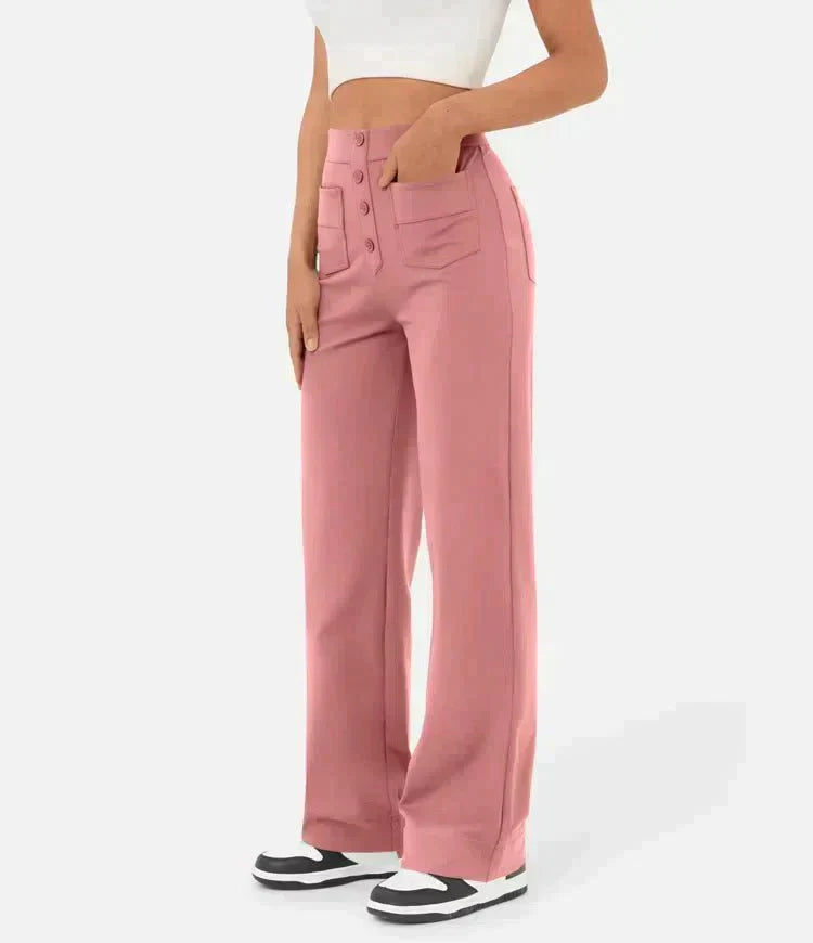 Jade - Pantaloni Casual Elasticizzati a Vita Alta