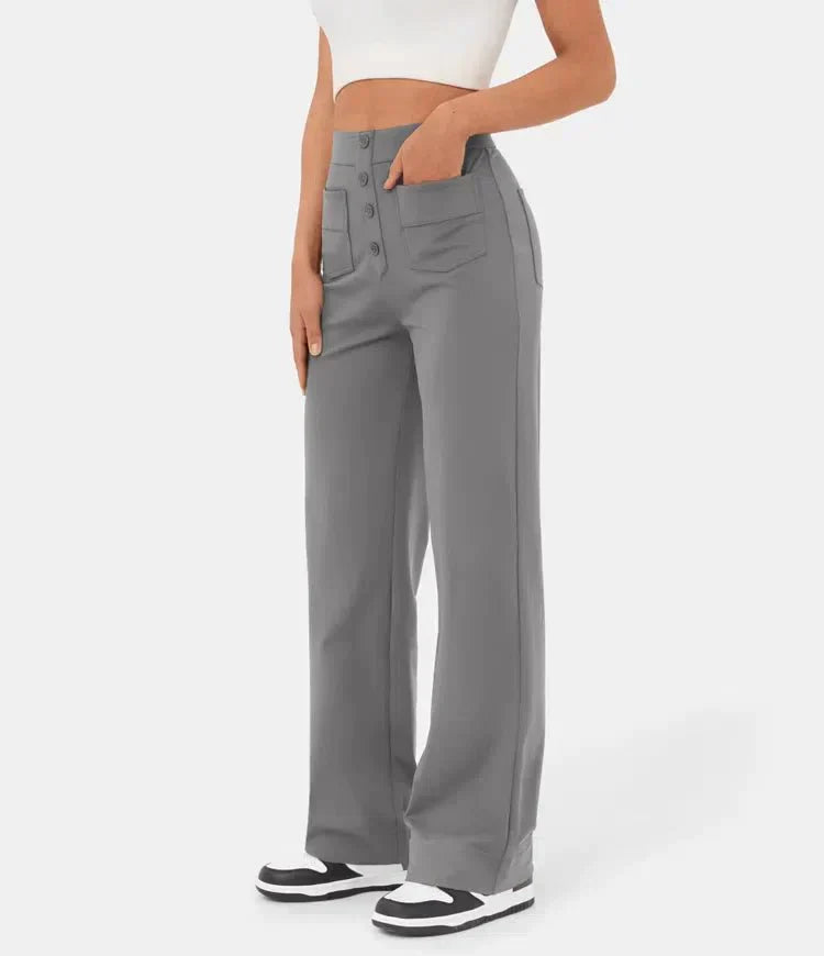 Jade - Pantaloni Casual Elasticizzati a Vita Alta