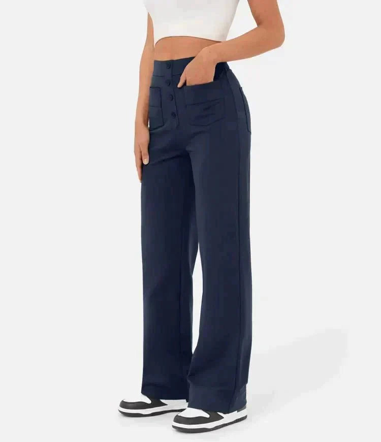 Jade - Pantaloni Casual Elasticizzati a Vita Alta