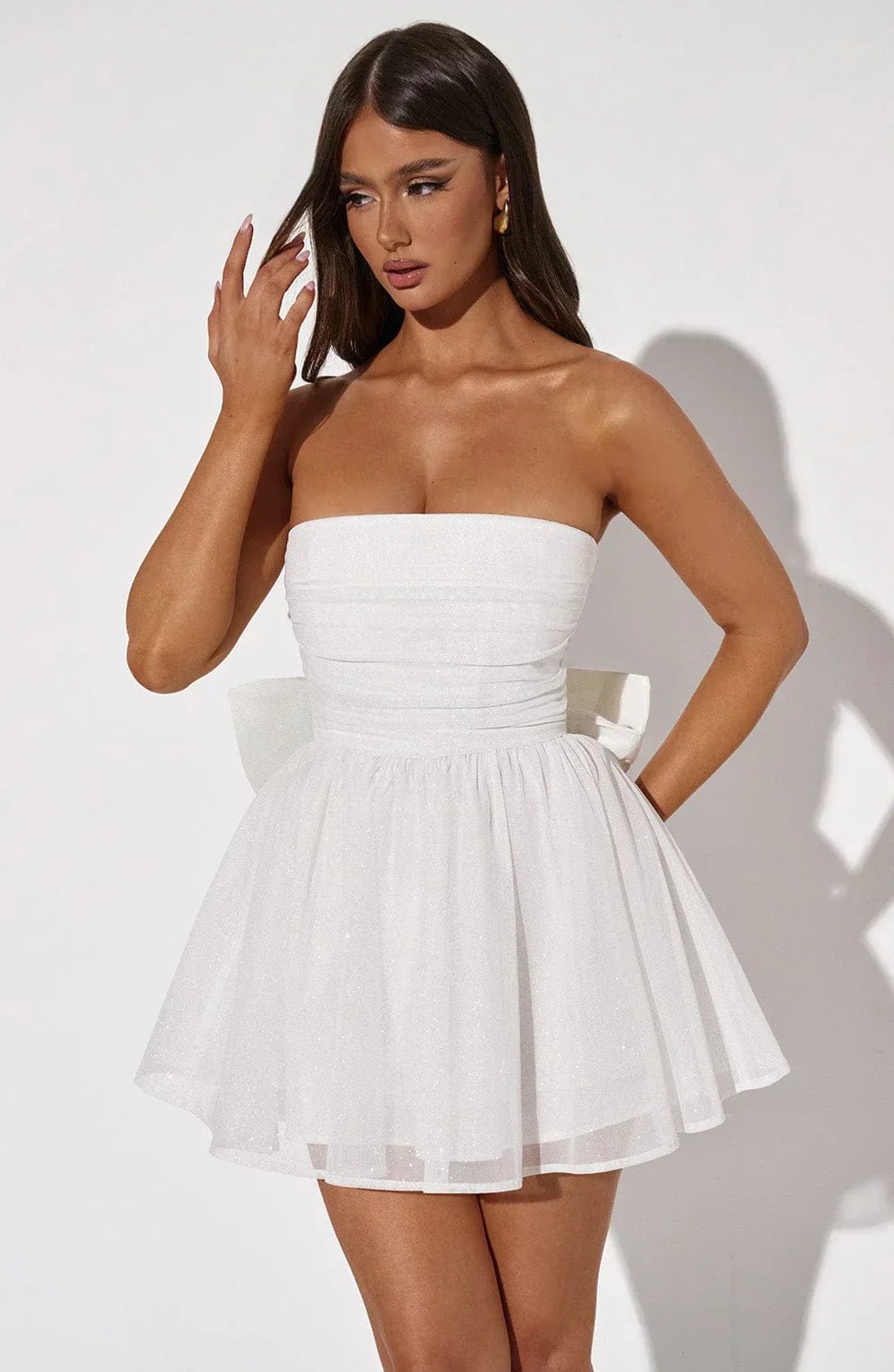 Mirella – Strapless Glitter Mini Dress