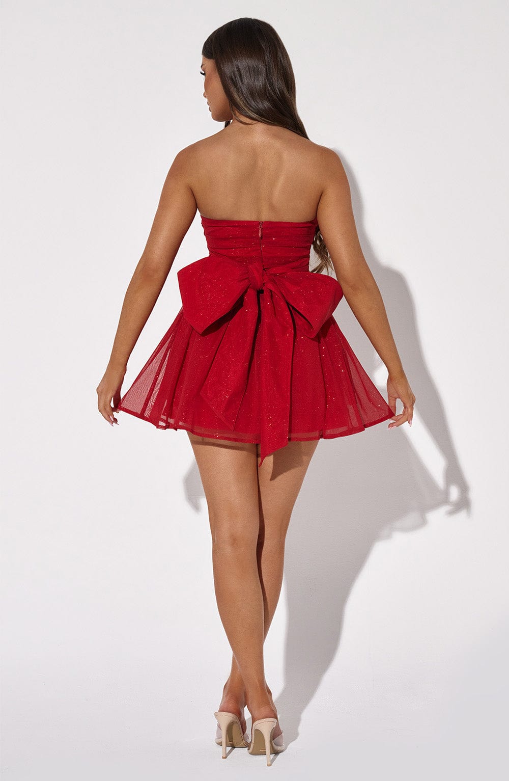 Mirella – Strapless Glitter Mini Dress