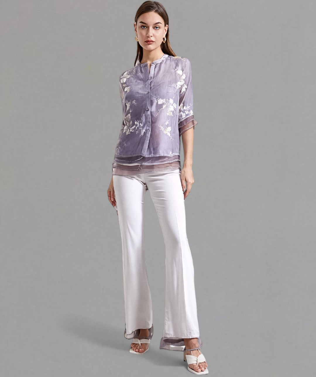 Sophie – Blusa in misto cotone con ricami floreali