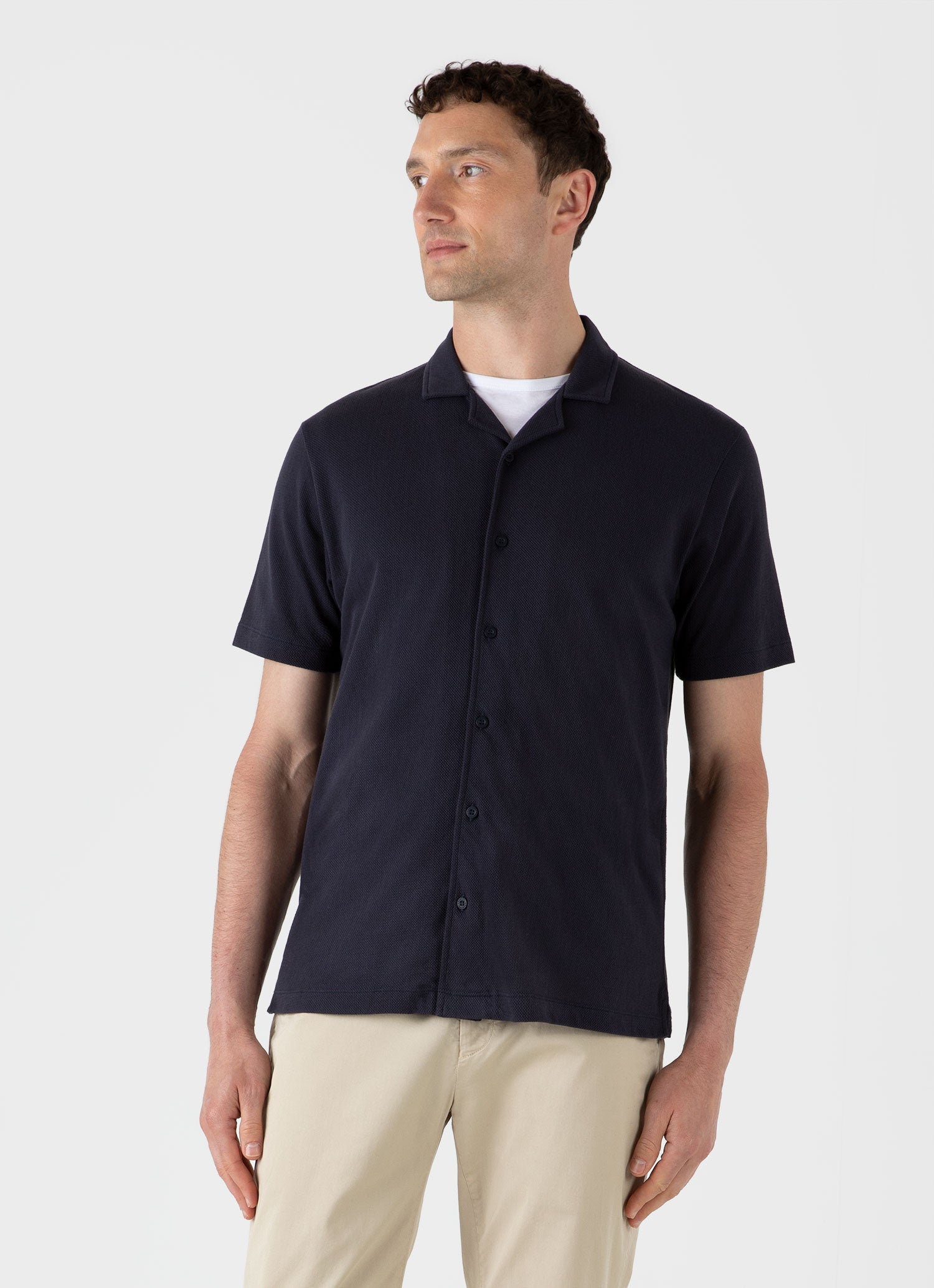 James - Camicia Riviera con Colletto Camp da Uomo Blu Navy