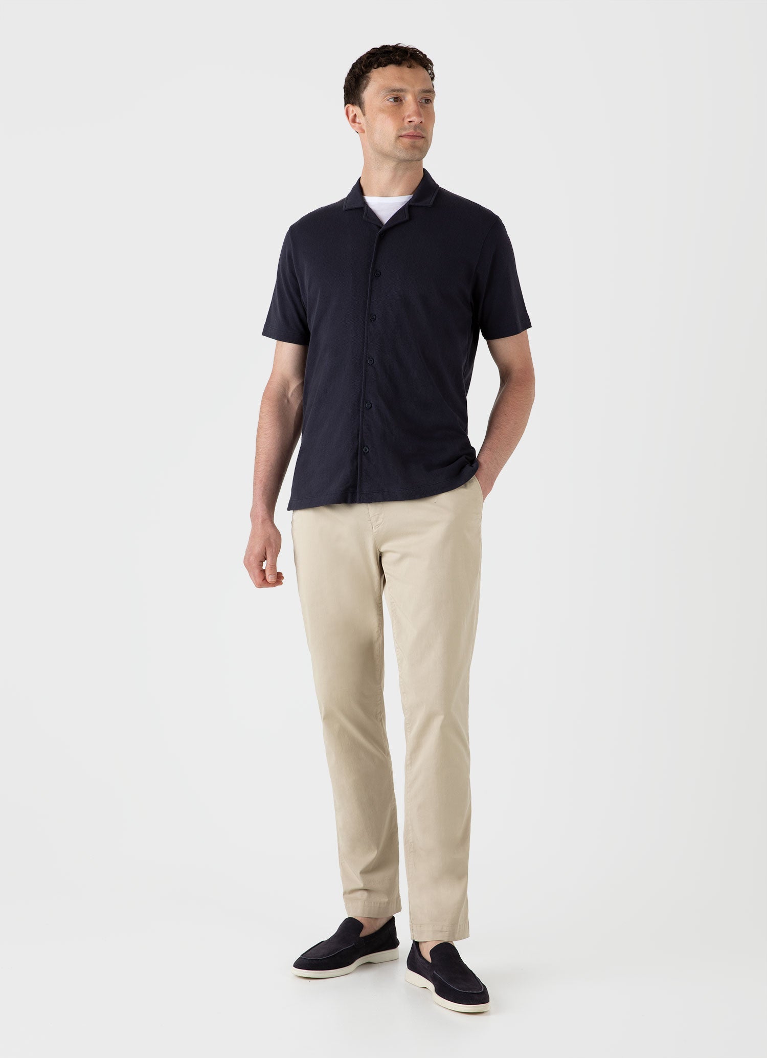 James - Camicia Riviera con Colletto Camp da Uomo Blu Navy