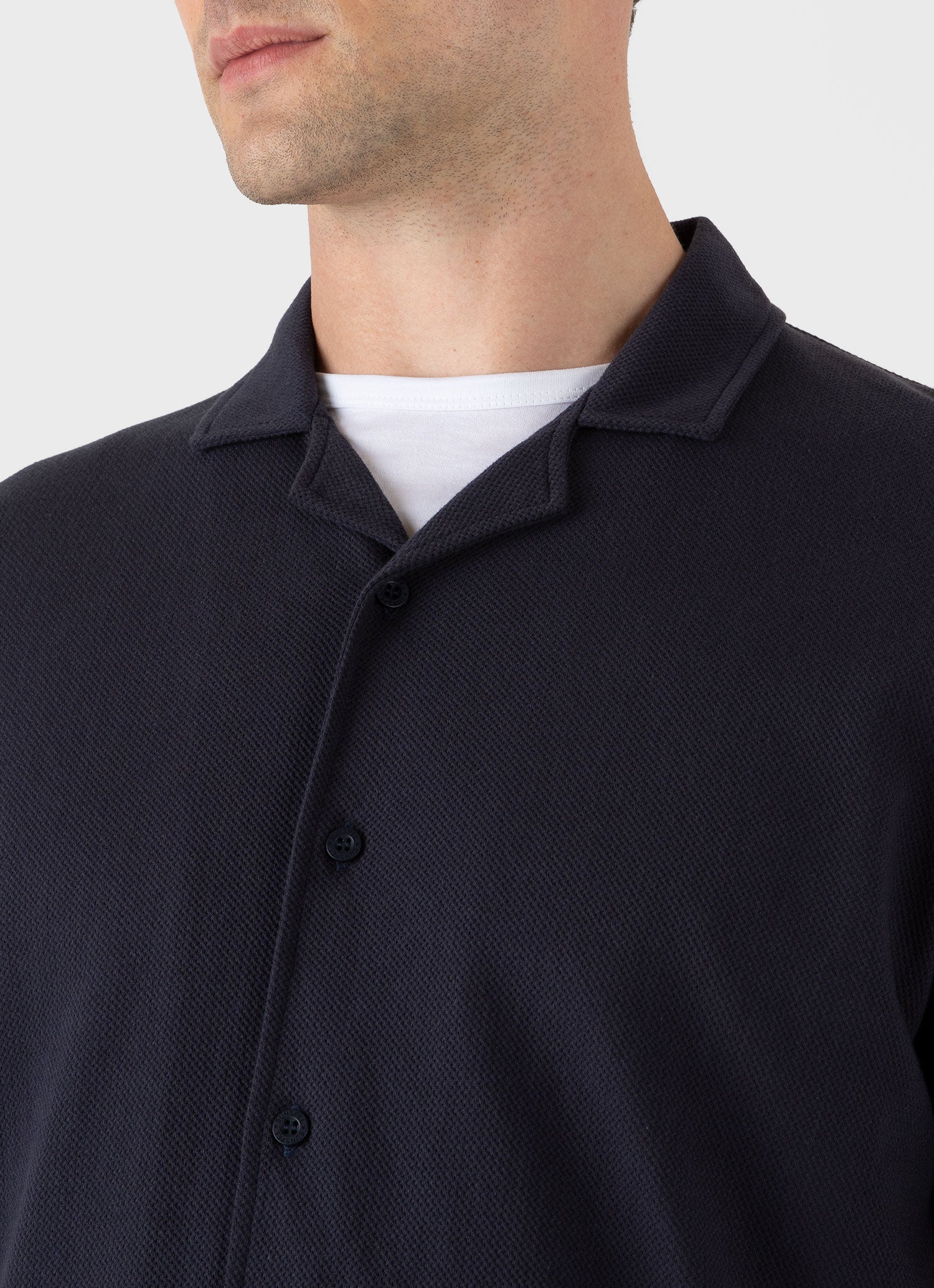 James - Camicia Riviera con Colletto Camp da Uomo Blu Navy