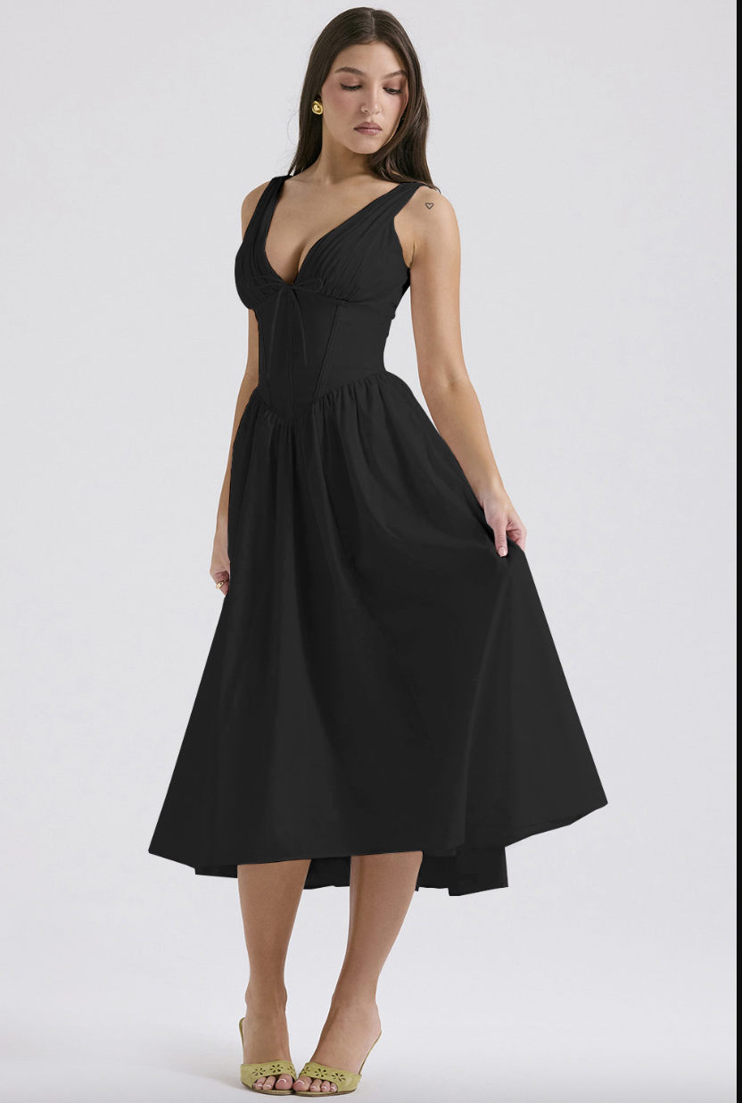 Lavinia – Vestito midi con corpetto a corsetto