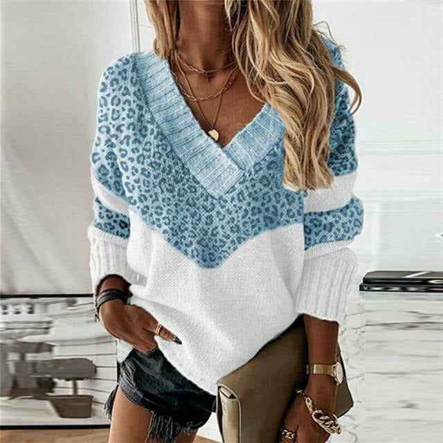 VITTORIA COMO | MAGLIONE PATCHWORK CON STAMPA LEOPARDATA DA DONNA