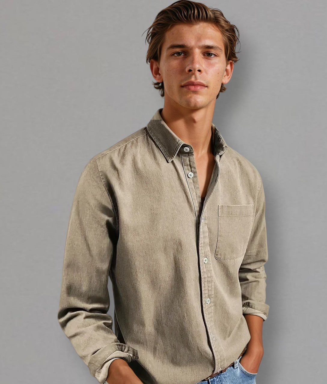 Revaro – Camicia da uomo senza pieghe e senza tempo