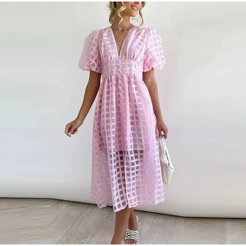 Julia – Abito midi in mesh con quadri