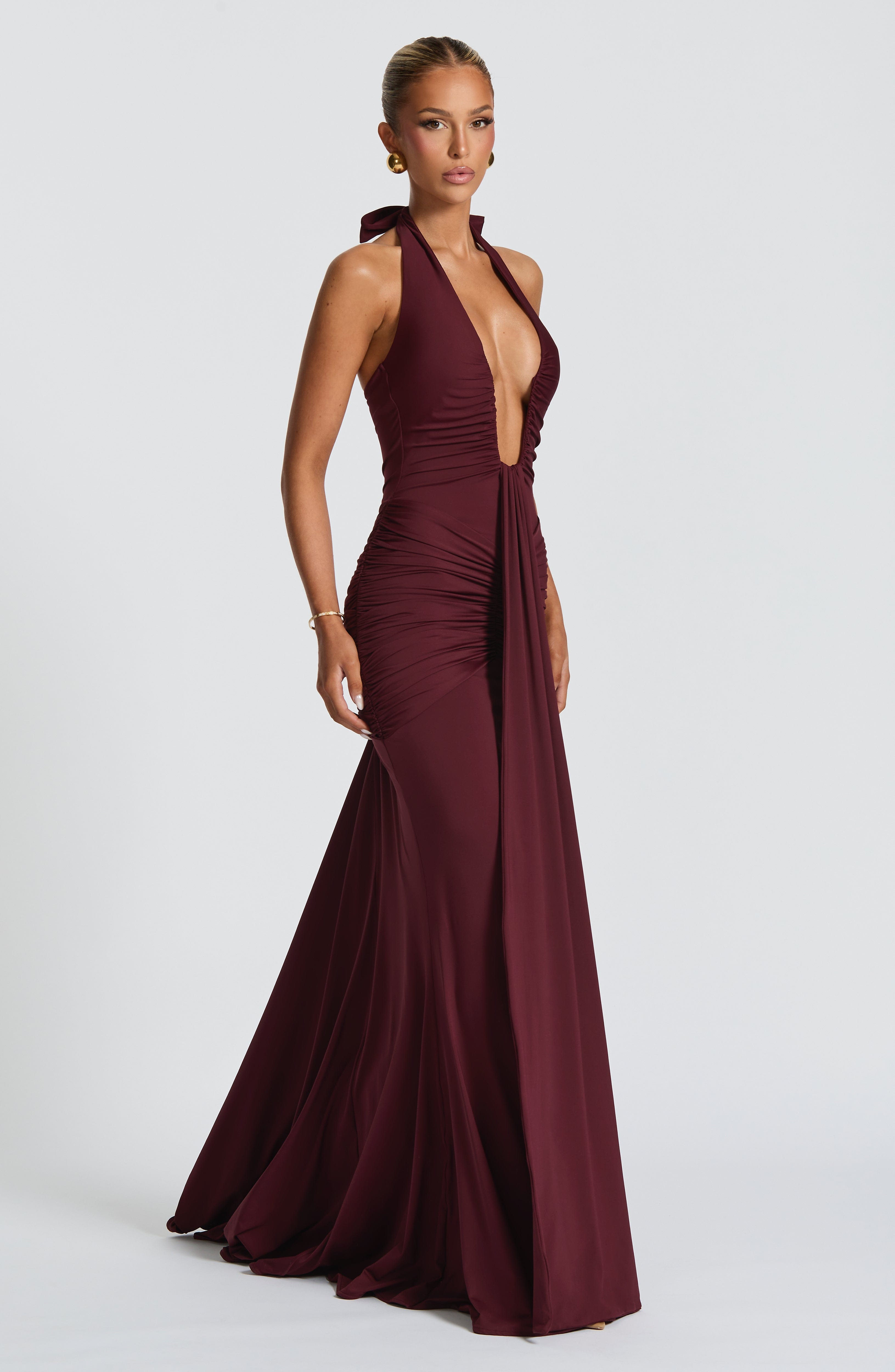 Severina – Deep Plunge Halter Gown