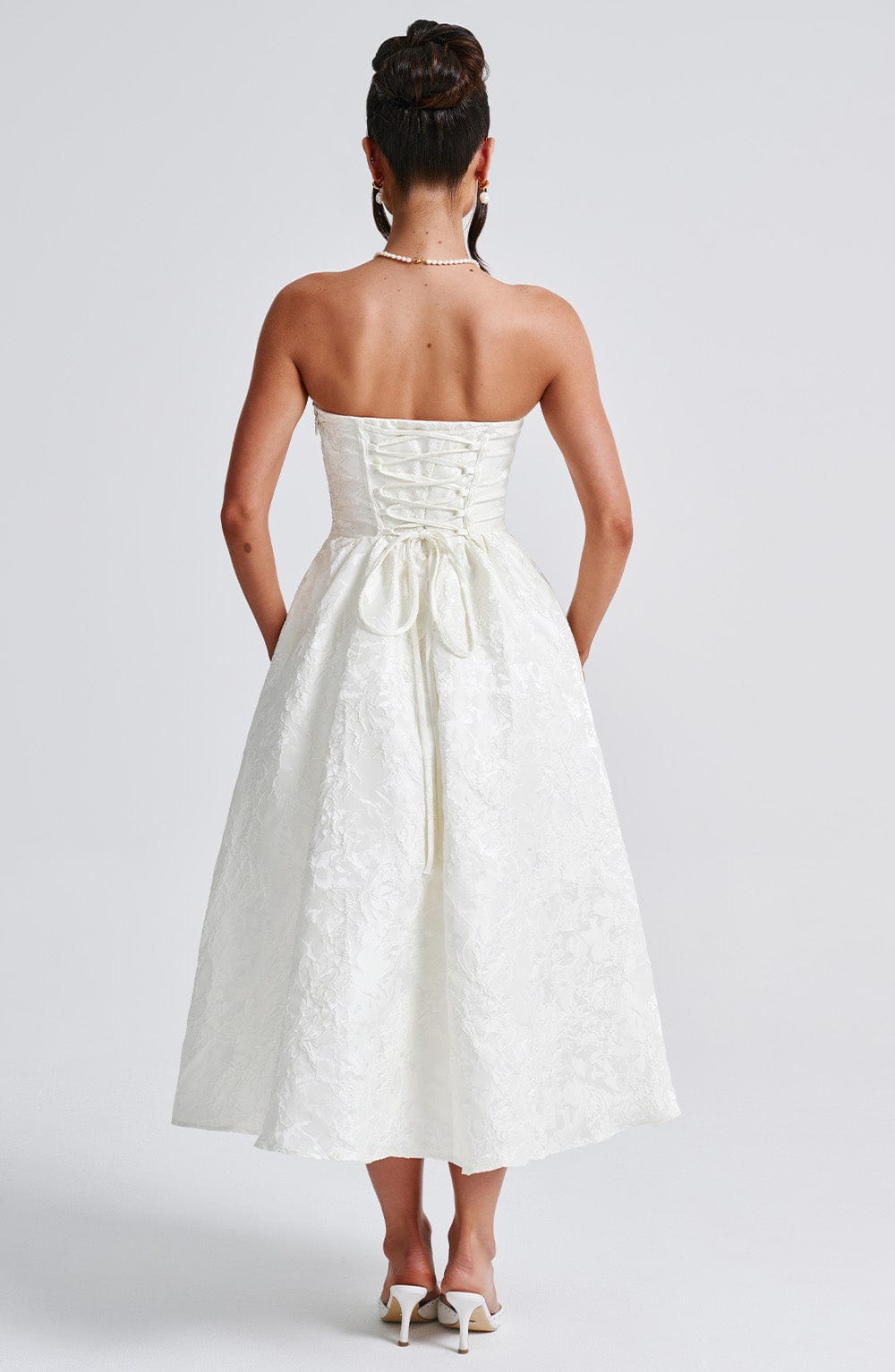 Floriana – Abito corsetto jacquard senza spalline