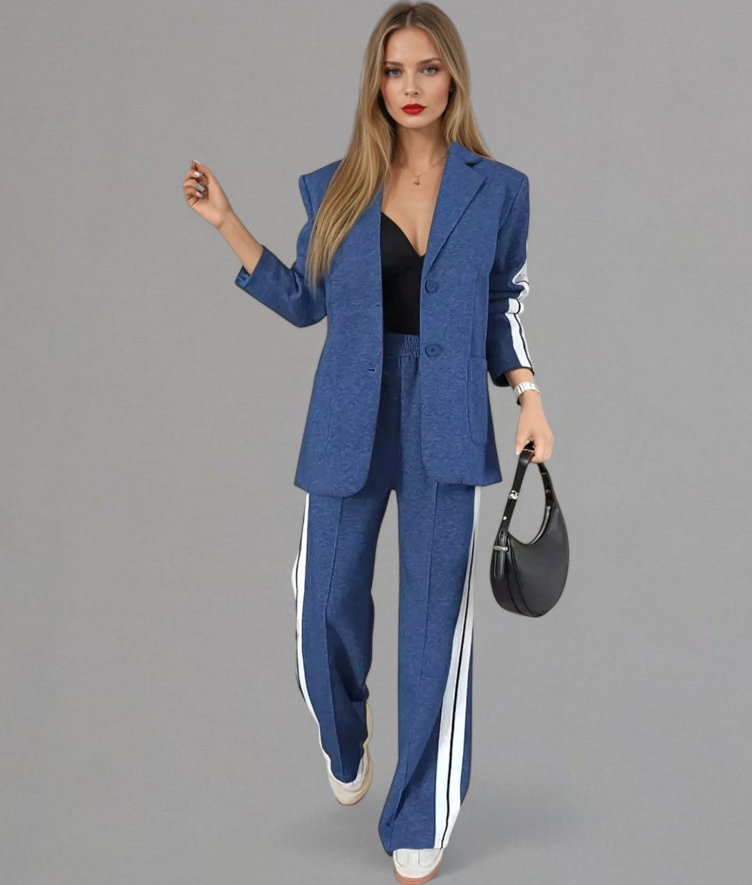 Verano – Completo da donna due pezzi con blazer a righe