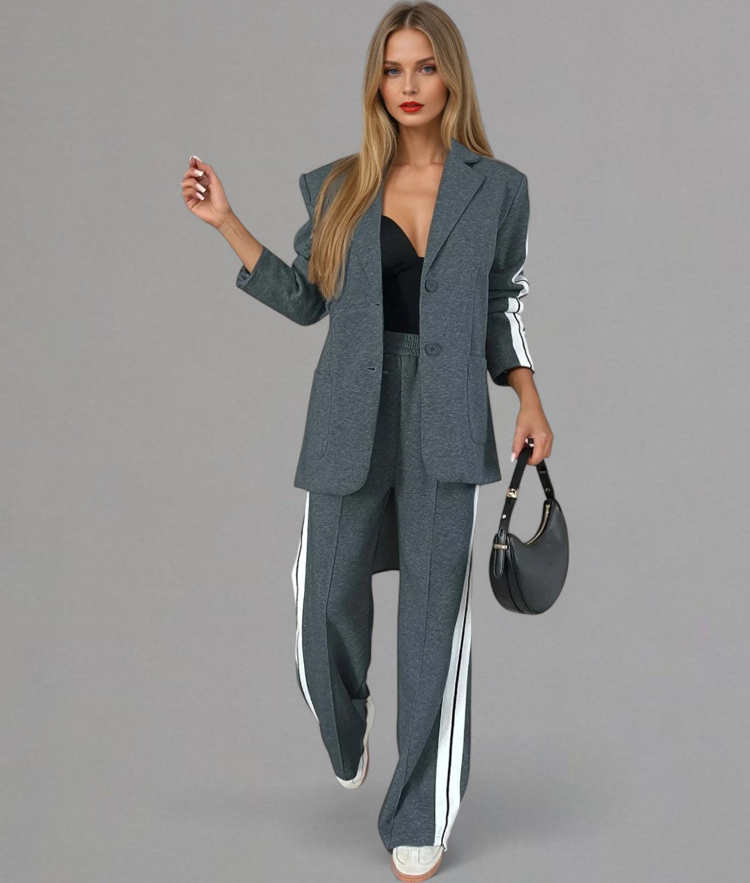 Verano – Completo da donna due pezzi con blazer a righe