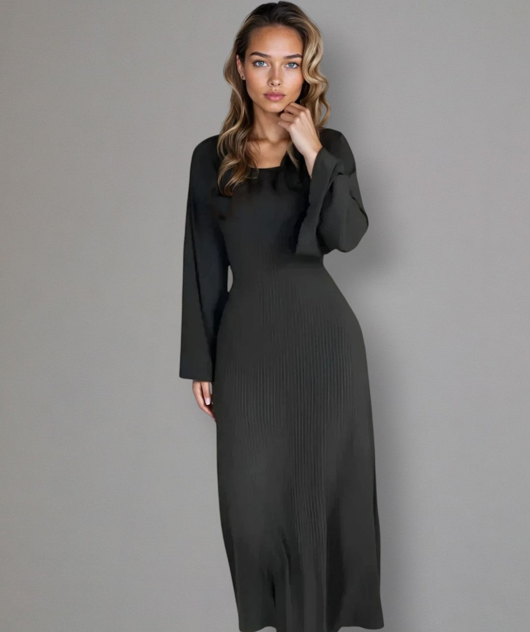Charlotte – Abito da sera elegante a costine con fiocco posteriore