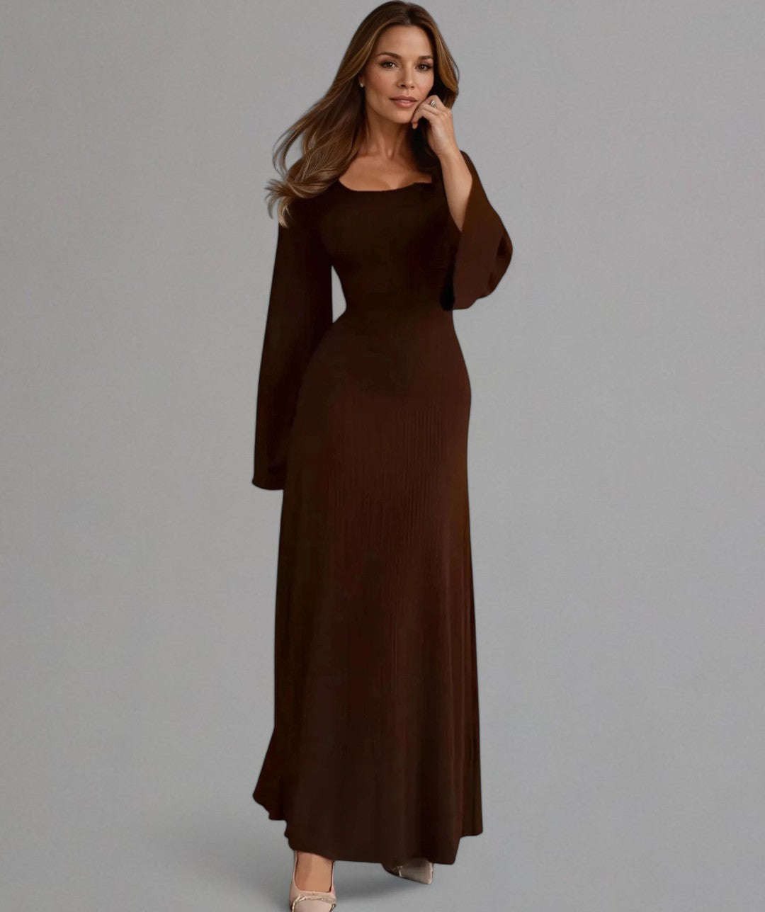 Charlotte – Abito da sera elegante a costine con fiocco posteriore